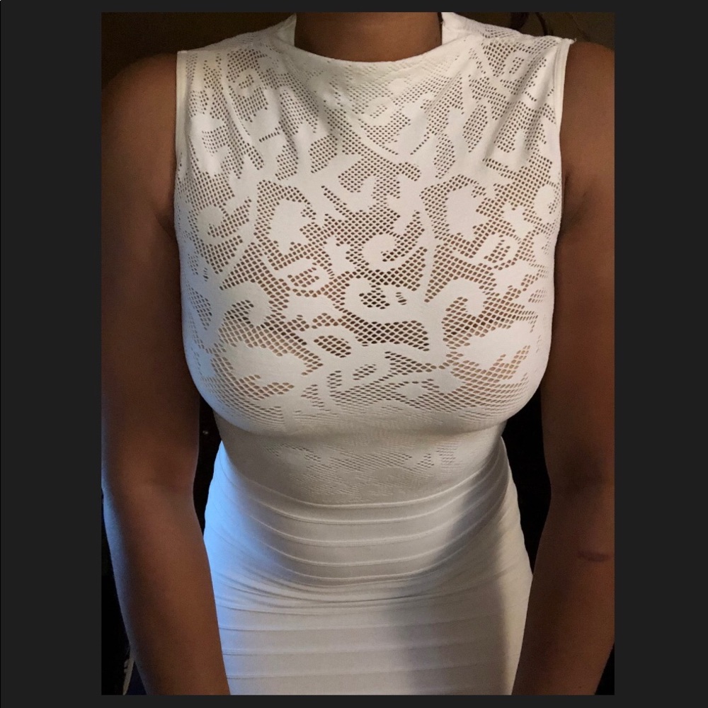 White mini dress- mesh top